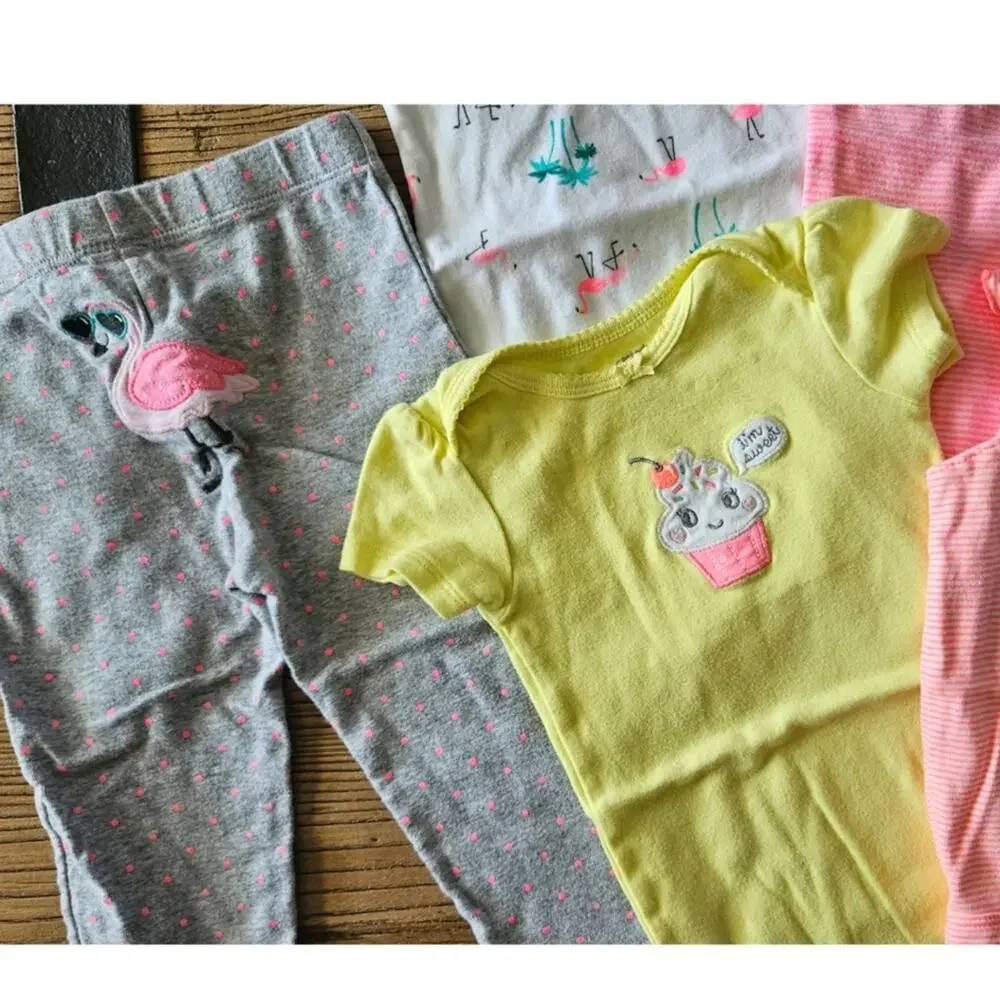 Carter's 7 piece summer neon flamingo bundle sz 18m